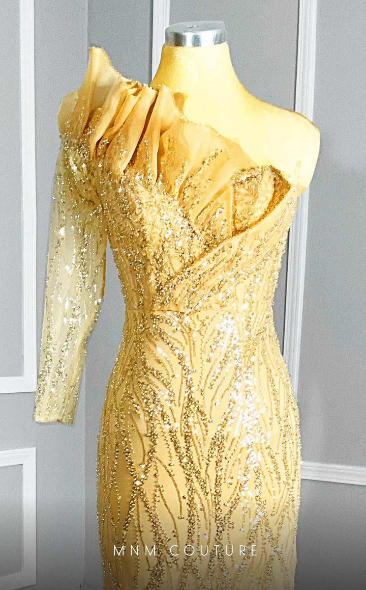 MNM Couture M1114 : Embroidered Asymmetrical Couture Tulle Gown - FOSTANI.com