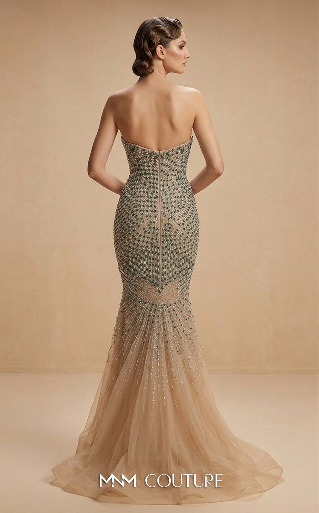 MNM Couture M1322 Strapless Sweetheart Beaded Mermaid Evening Gown