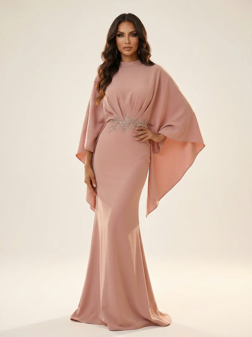 Modessa Couture MO26733 High Neck Cape Sleeve Mother of the Bride Dress