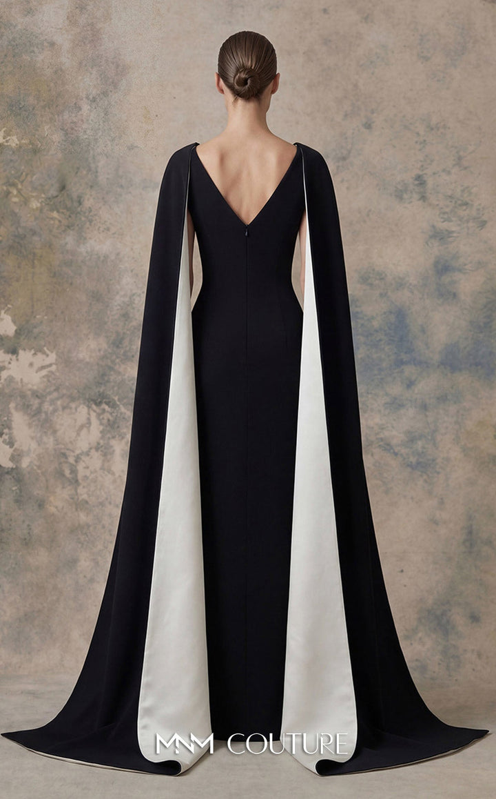 MNM Couture N0746 Sleeveless Caped Couture Dress
