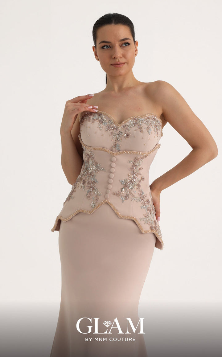 MNM O07796 Sweetheart Sleeveless Tailored Corset Couture Dress