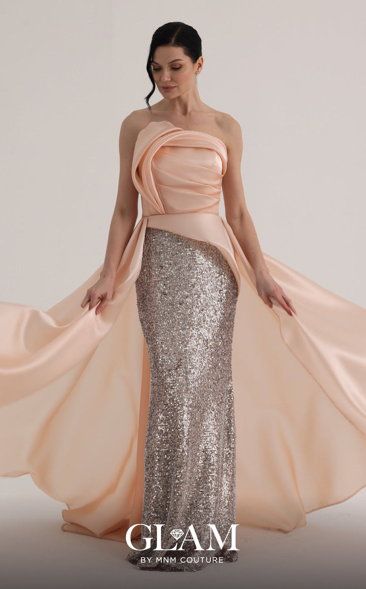 MNM Couture O07863 Strapless Sleeveless A-Line Couture Dress