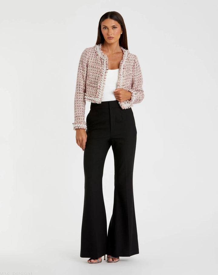 Mac Duggal R20801 Pearl Trim Long Sleeve Cropped Jacket