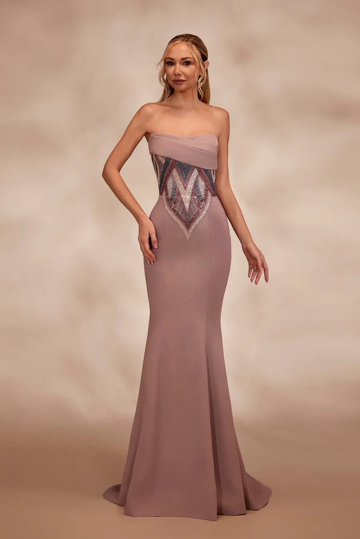 RTW5-Rosewood strapless dress featuring a multicolor - FOSTANI.com