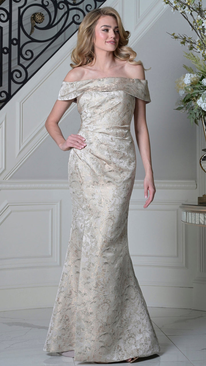 Rina Di Montella RD3511 Off-the-Shoulder Form-Fitting Floor-Length Evening Dress