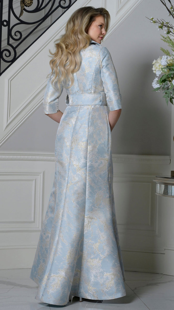 Rina Di Montella RD3521-1 Three-Quarter Sleeve Floor-Length Mother of the Bride Dress