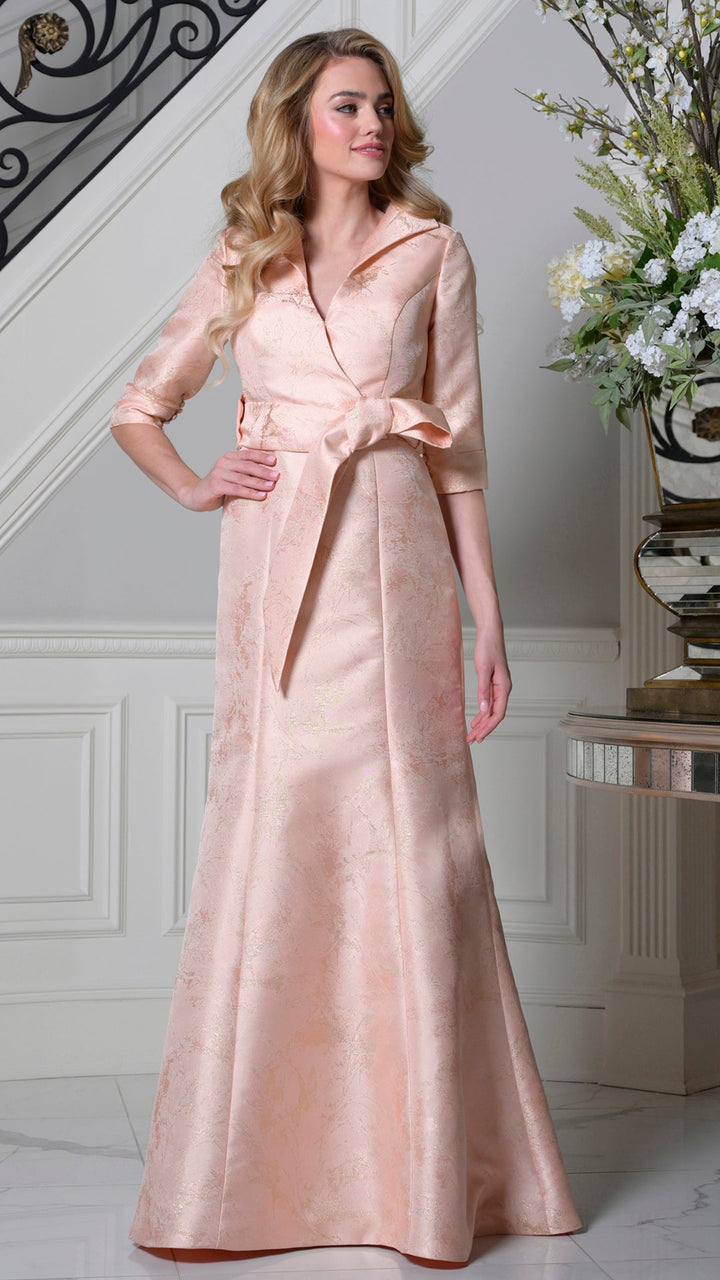 Rina Di Montella RD3521-1 Three-Quarter Sleeve Floor-Length Mother of the Bride Dress
