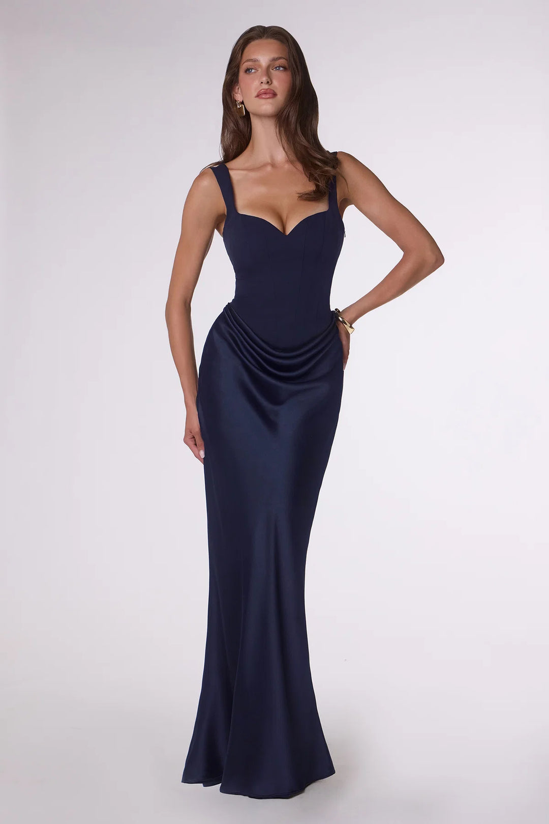 Amoris T742 Curved Neckline Sleeveless Structured Corset Dress