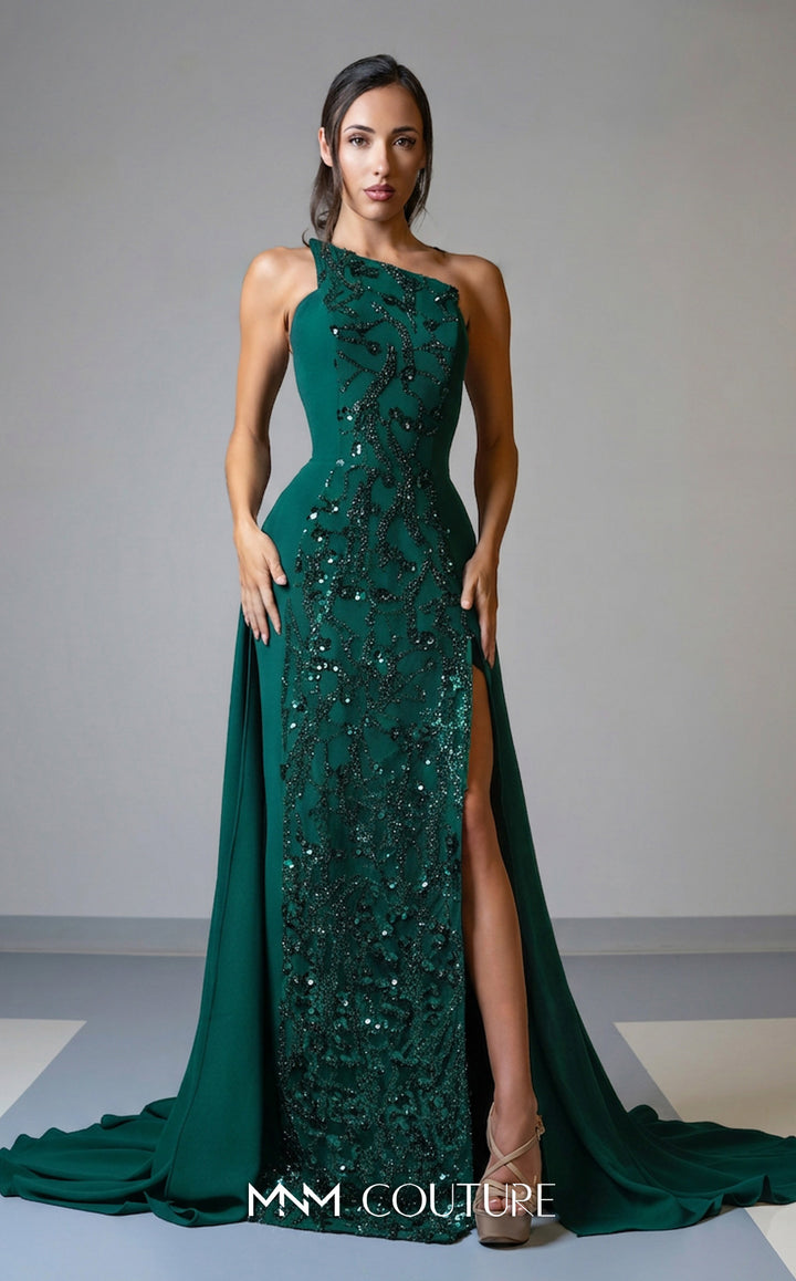 MNM Couture V07539 Asymmetrical Sleeveless Crepe Couture