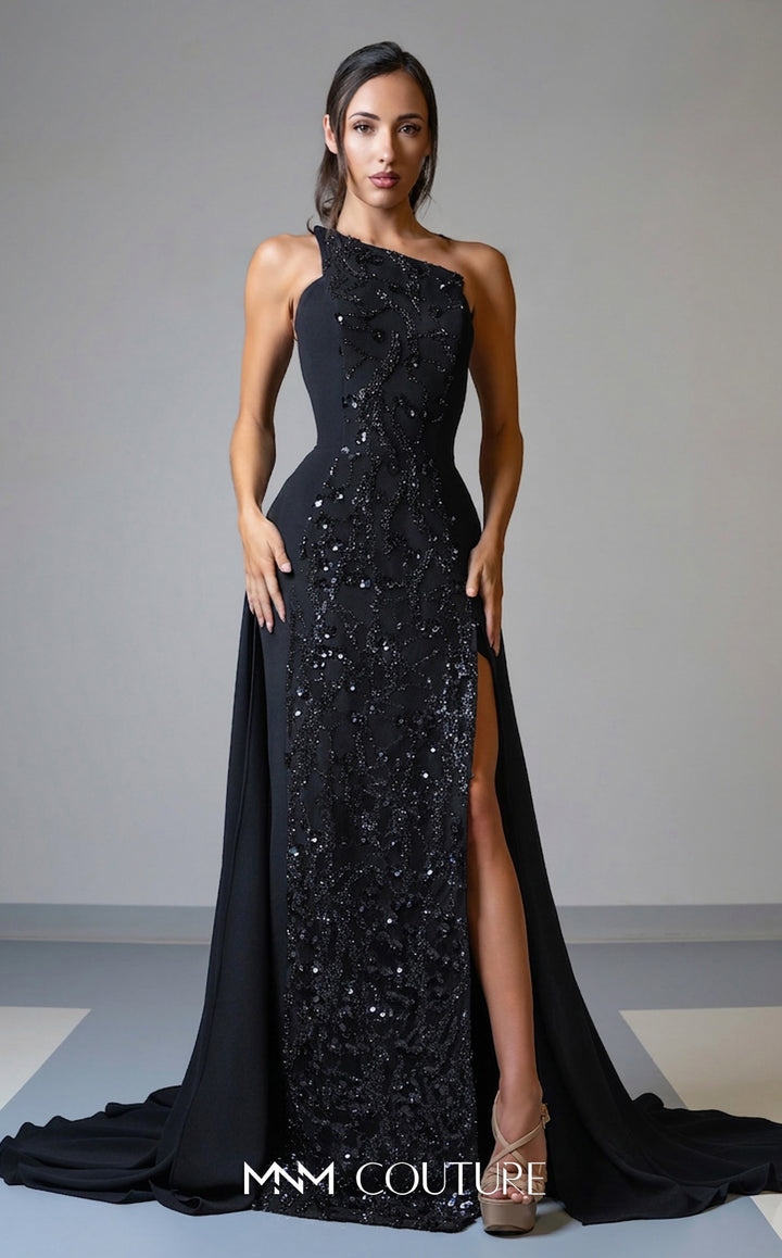 MNM Couture V07539 Asymmetrical Sleeveless Crepe Couture