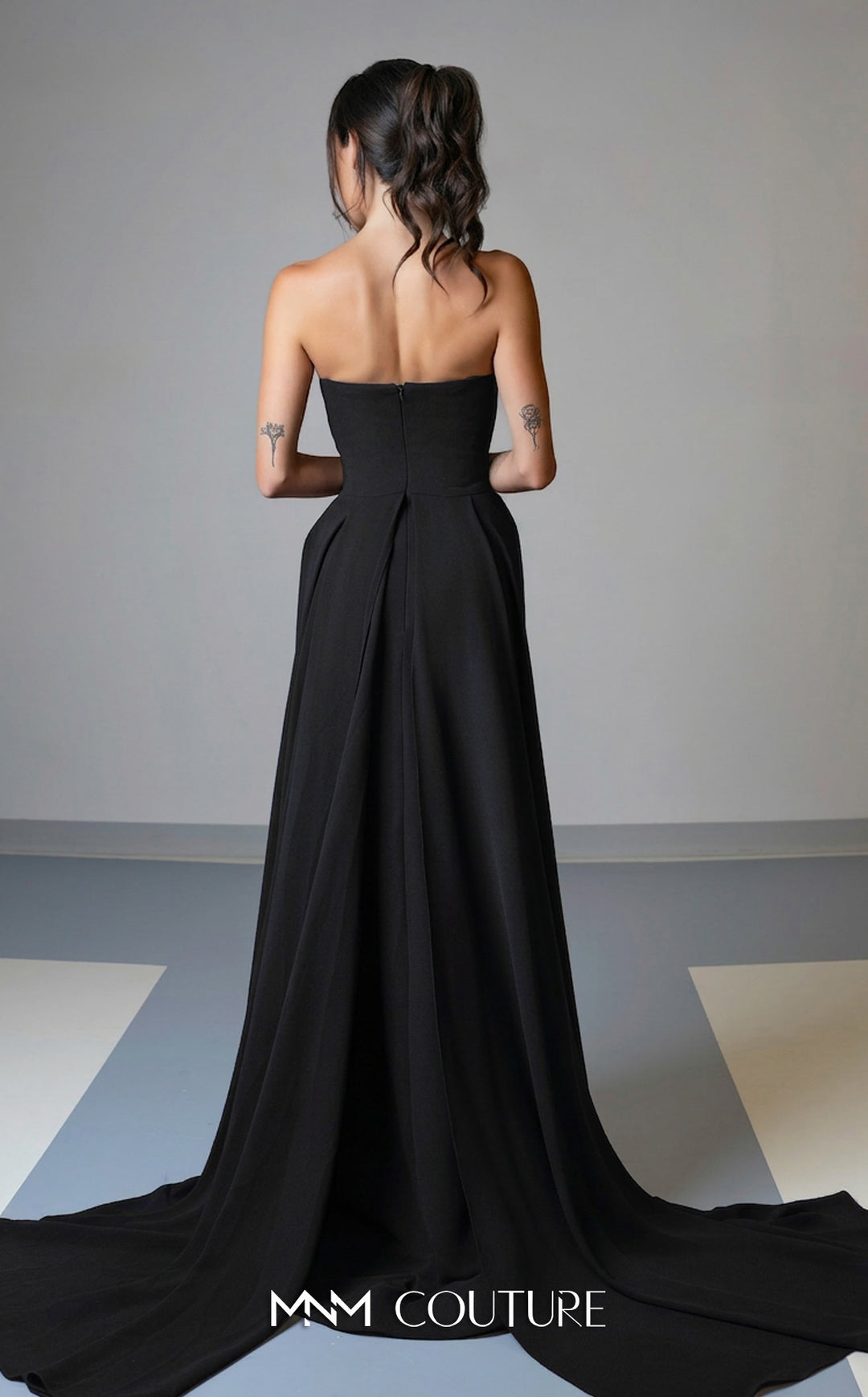 MNM Couture V07539 Asymmetrical Sleeveless Crepe Couture