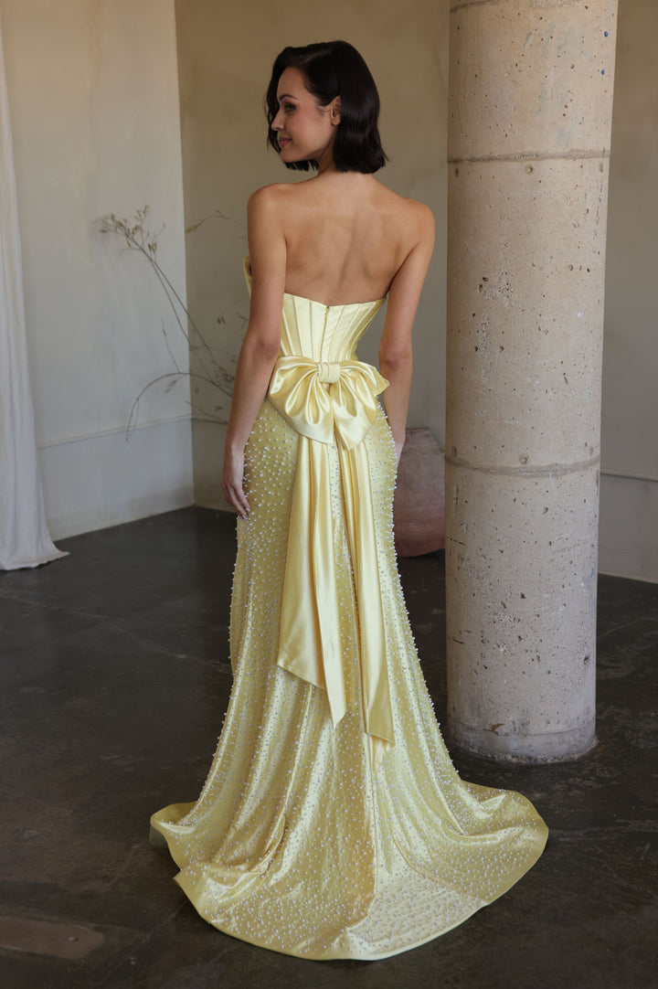 Ava Presley 42513 - Beaded Pearl Prom Dress Lace Up Back - FOSTANI.com