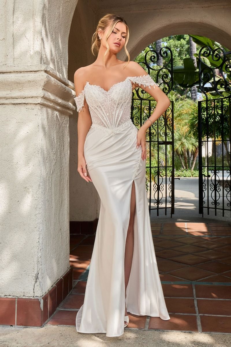 Ladivine CC456W V-Neck Detachable Off-The-Shoulder Corset Dress