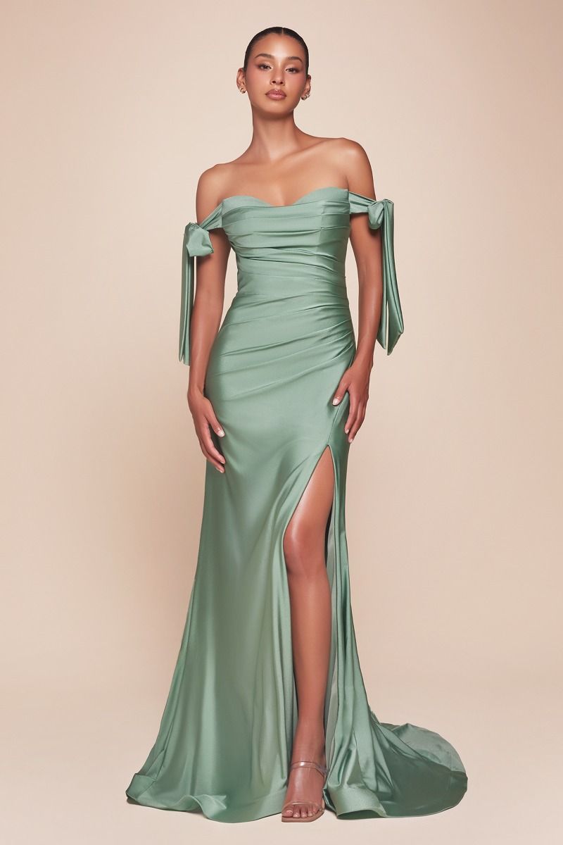 Ladivine CD943 Sweetheart Off The Shoulder Pleated Waist Prom Dress 2026 - FOSTANI.com