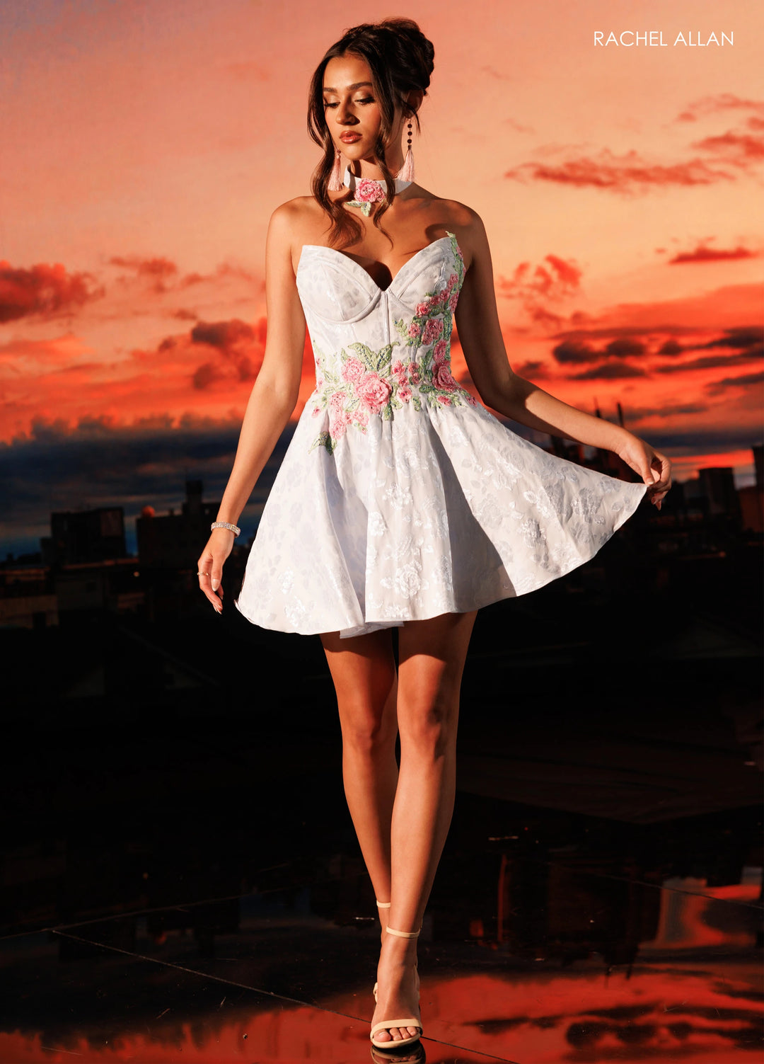 Rachel Allan 40774 Floral Appliqué Homecoming Dress