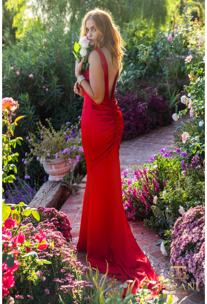 Terani J3191 Cowl Neck Sleeveless Mermaid Dress