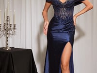 Ladivine CC494 Glitter Corset High Slit Prom 2026 Dress