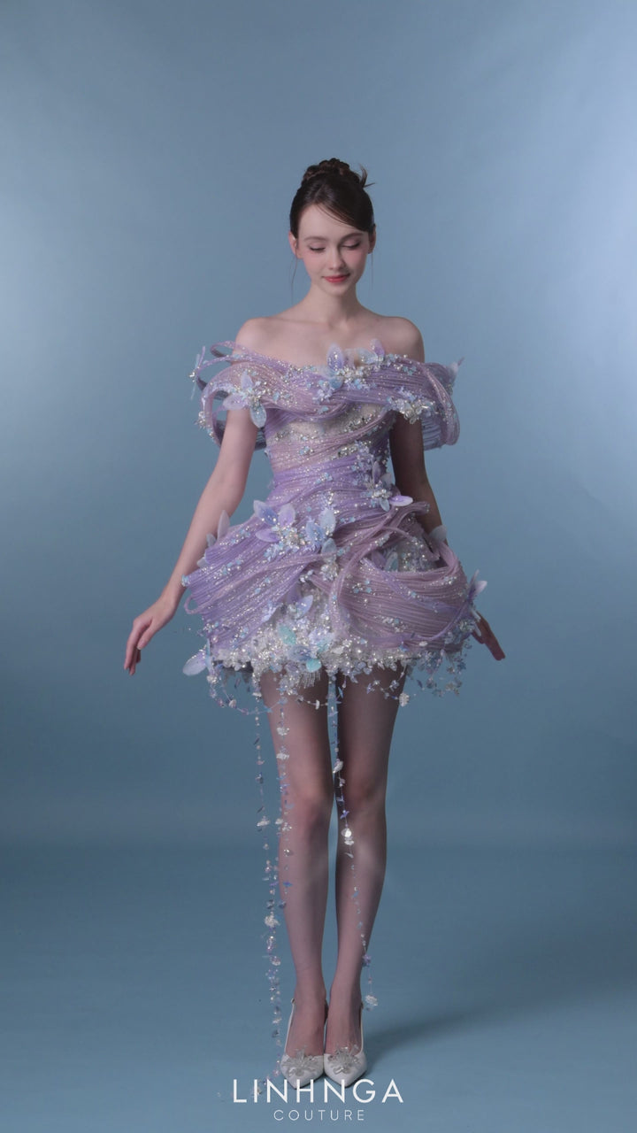 Linh Nga ALT139 Strapless Sleeveless Boned Corset Couture Dress