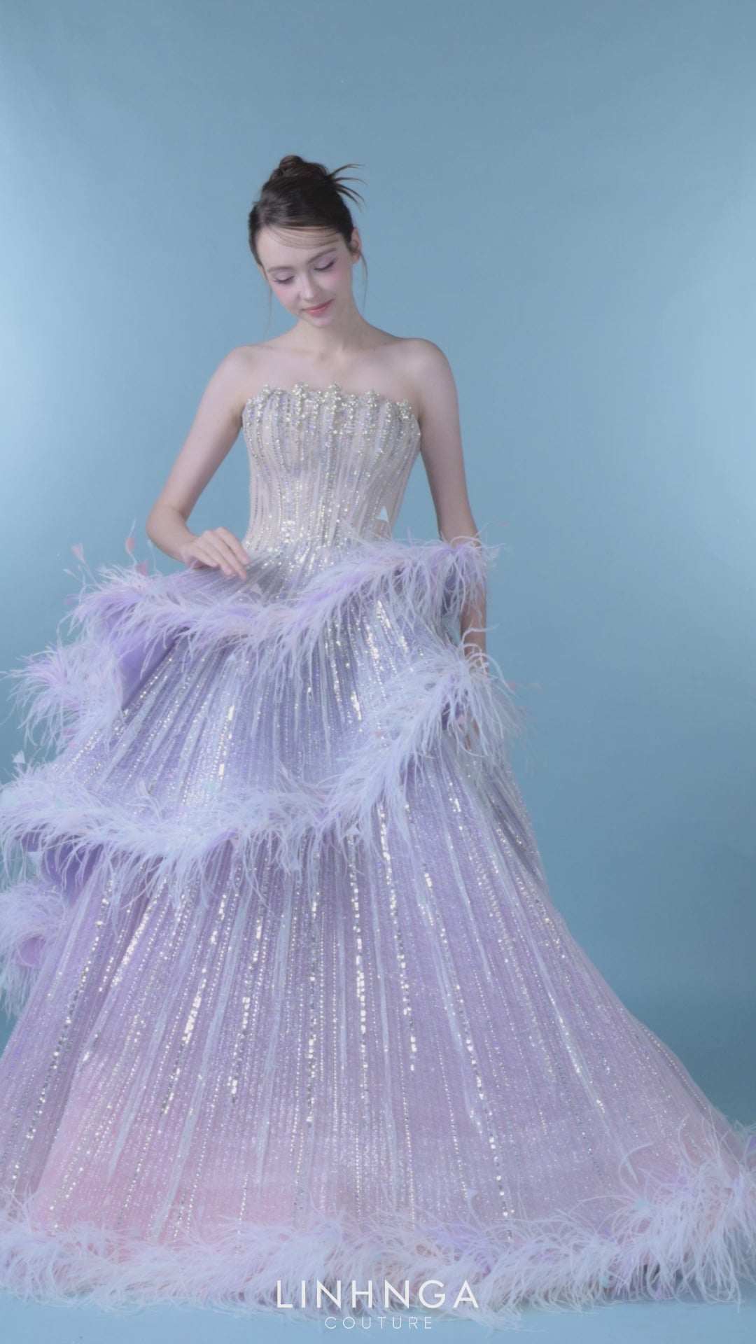 Linh Nga LMBAT274 Embroidered Couture Dress