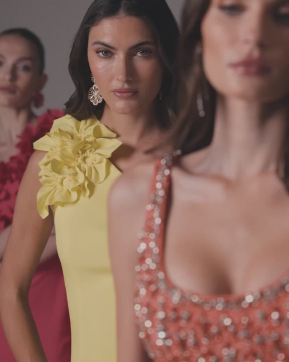 Mac Duggal 27825 One Shoulder Crepe Gown with 3D Flower video