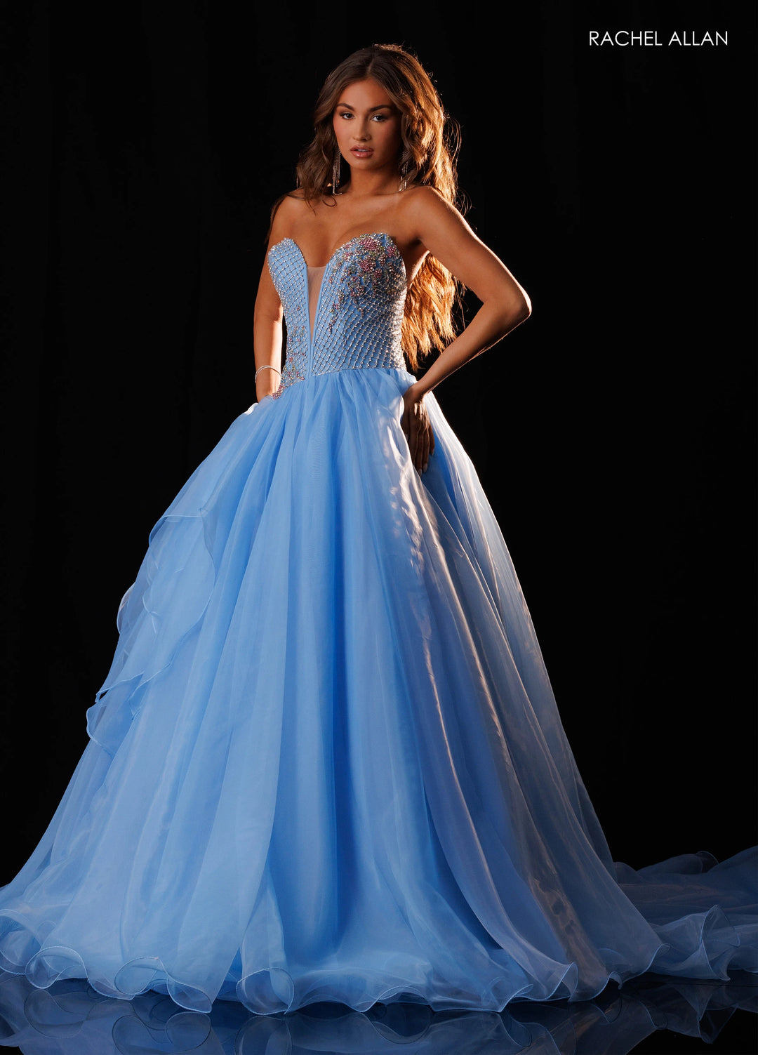 Rachel Allan 50428 Plunging Sweetheart Ball Gown Pageant Dress - FOSTANI.com