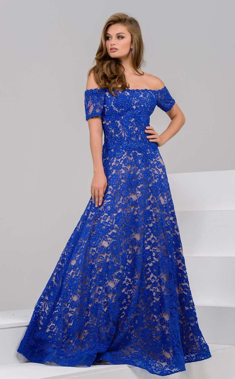 Jovani - 42828 Off-Shoulder Lace Ballgown - FOSTANI