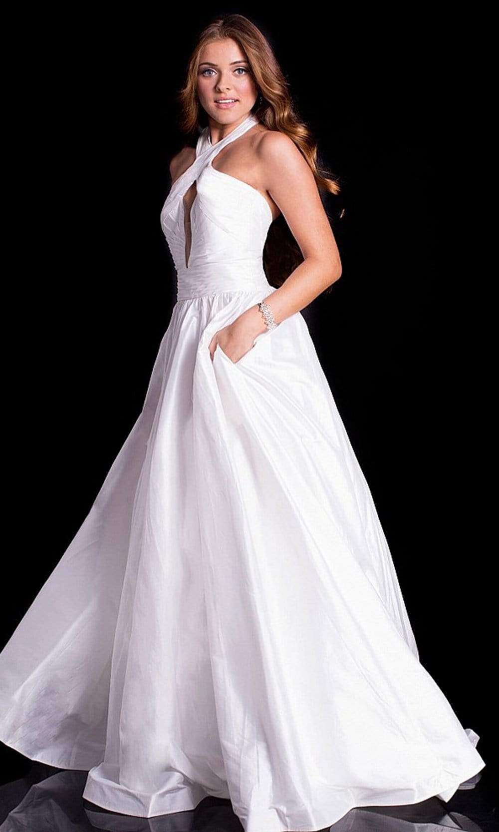 Jovani - 51500 Crossover Bodice Illusion Keyhole Cutout Ballgown - FOSTANI