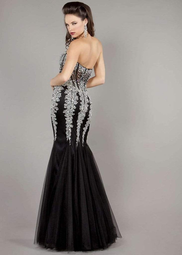 Jovani 5908 Strapless Sweetheart Corset Illusion Bodice Mermaid Gown - FOSTANI